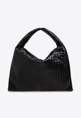 Bottega Veneta Large Hop Intrecciato Leather Shoulder Bag Black 763970 V3IV1-1019