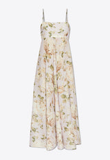 Zimmermann Acacia Floral Print Midi Dress Lilac 3115DRS252 0-LIF