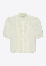 Zimmermann Acacia Embroidered Blouse White 2451TRS252 0-IVO