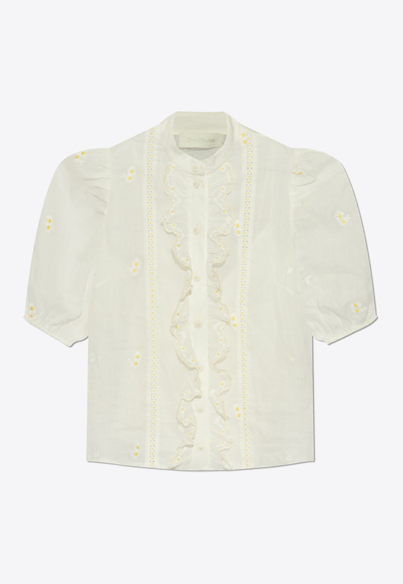 Zimmermann Acacia Embroidered Blouse White 2451TRS252 0-IVO