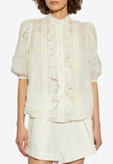 Zimmermann Acacia Embroidered Blouse White 2451TRS252 0-IVO