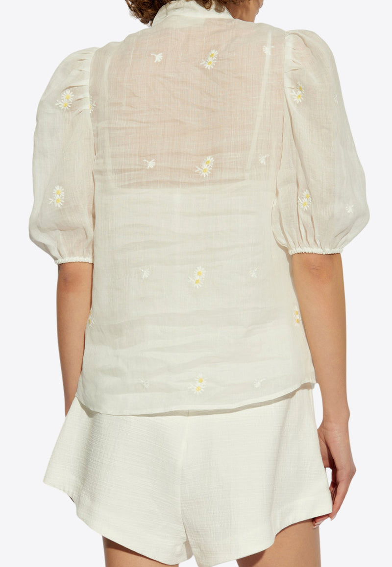 Zimmermann Acacia Embroidered Blouse White 2451TRS252 0-IVO