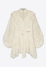 Zimmermann Crush Lace Billow Mini Dress Cream 2595DR251 0-SHL