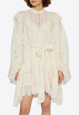 Zimmermann Crush Lace Billow Mini Dress Cream 2595DR251 0-SHL