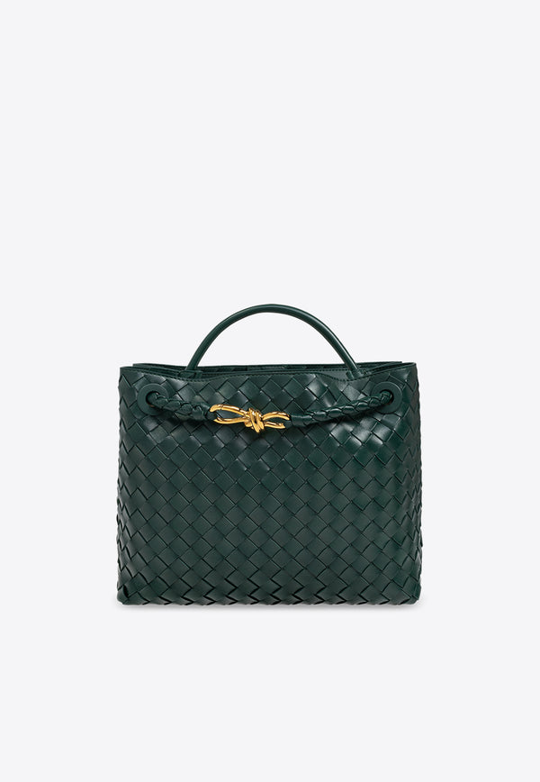 Bottega Veneta Medium Andiamo Intrecciato Leather Top Handle Bag Emerald Green 766016 VCPP1-3000