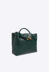 Bottega Veneta Medium Andiamo Intrecciato Leather Top Handle Bag Emerald Green 766016 VCPP1-3000