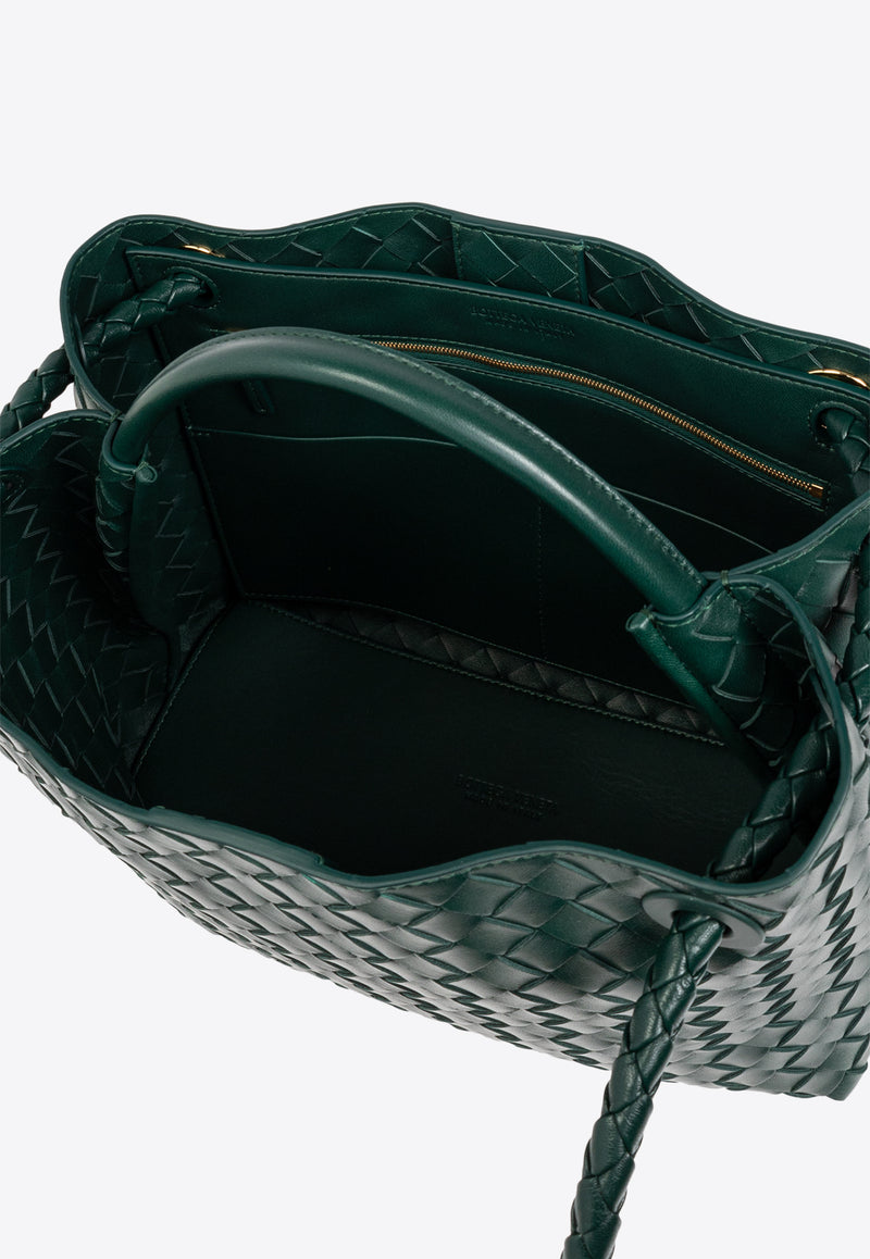 Bottega Veneta Medium Andiamo Intrecciato Leather Top Handle Bag Emerald Green 766016 VCPP1-3000