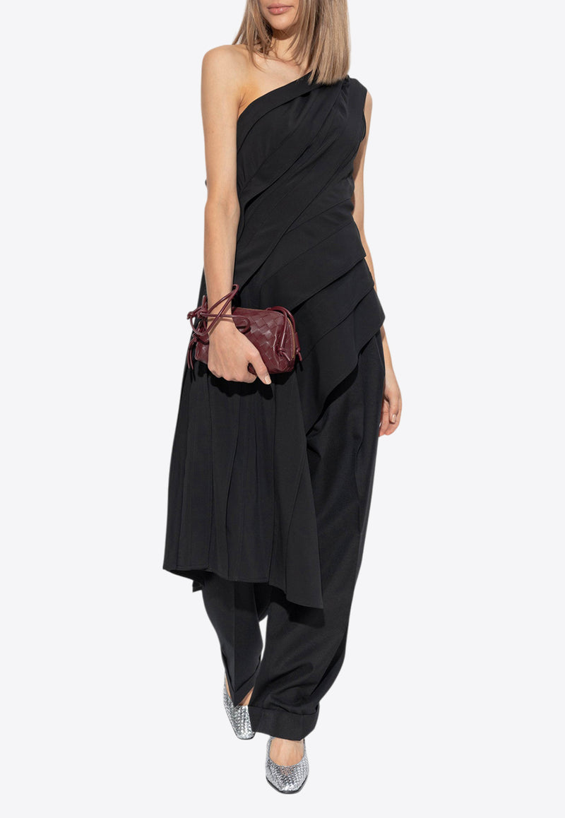 Bottega Veneta Asymmetrical One-Shoulder Top Black 797410 V4X30-1000