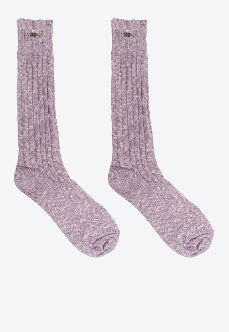 Chunky Calf-Length Socks A6412 5896-476 Purple