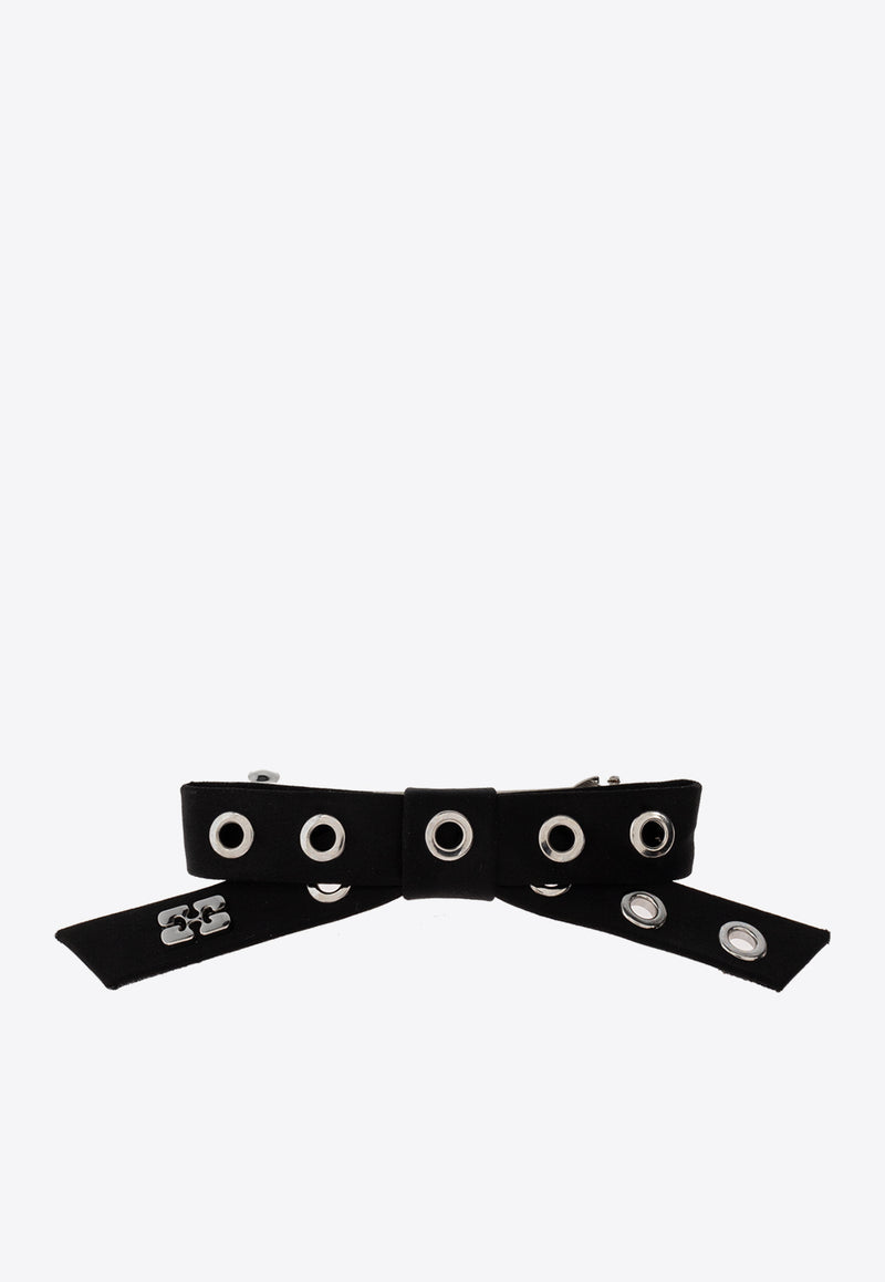 Eyelet Bow Barrette Hair Clip A6469 5893-099 Black