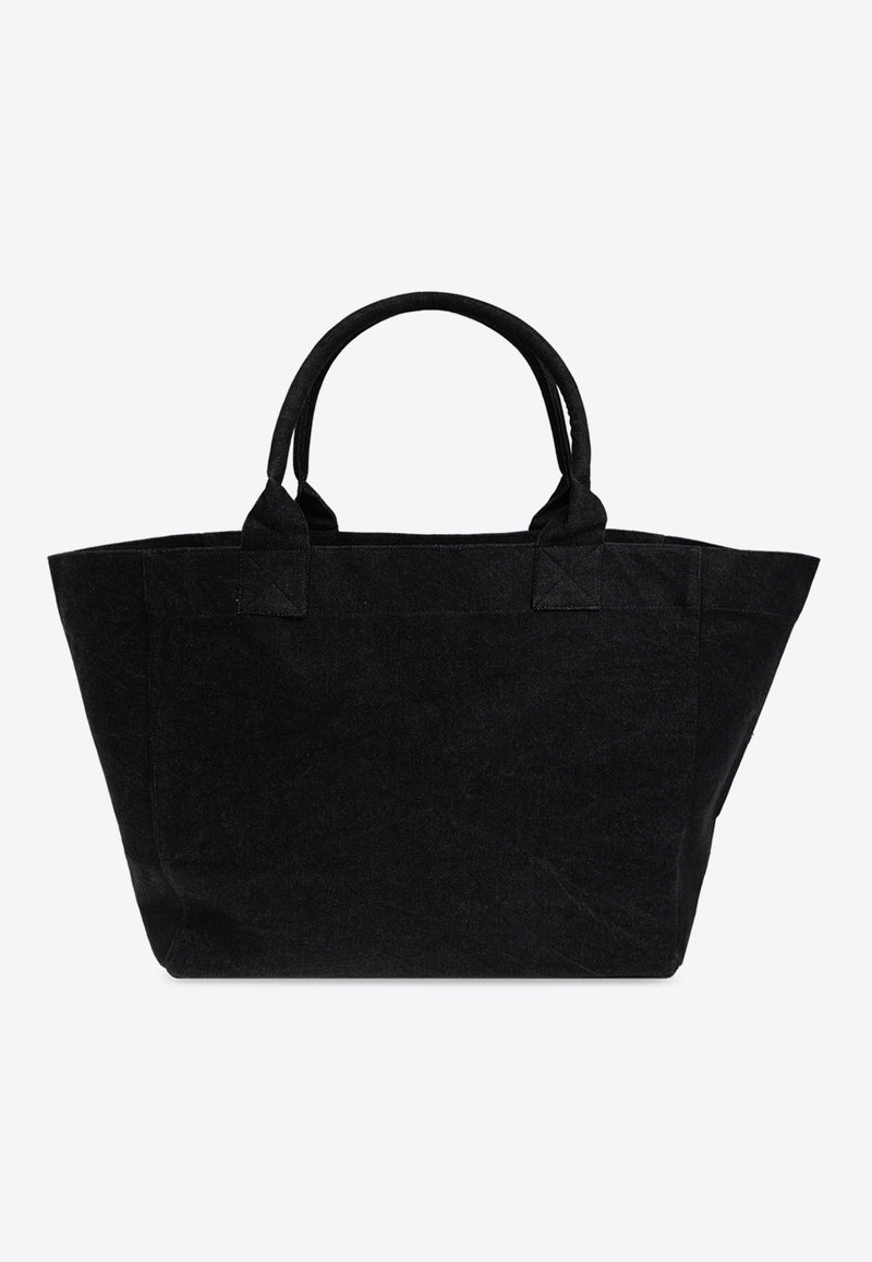 Logo-Embroidered Denim Tote Bag A6597 5903-099 Black