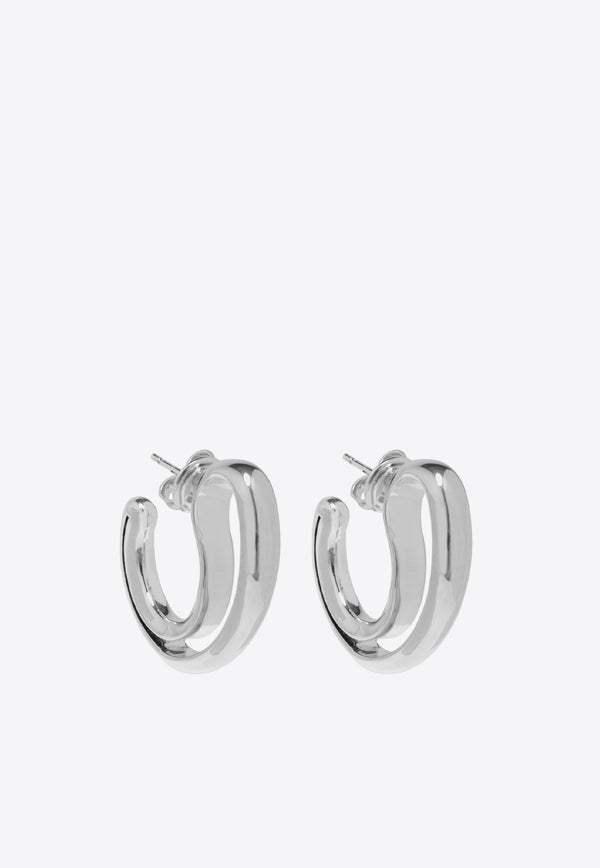 Bottega Veneta Large Frills Hoop Earrings Silver 804847 V5070-8117