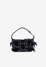 GANNI Small Bow Eyelet Denim Handbag Navy A6378 5893-642