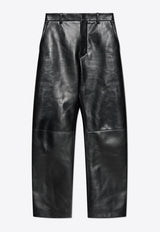 Bottega Veneta Round Leg Leather Pants Black 797751 V3WT0-1000