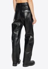 Bottega Veneta Round Leg Leather Pants Black 797751 V3WT0-1000