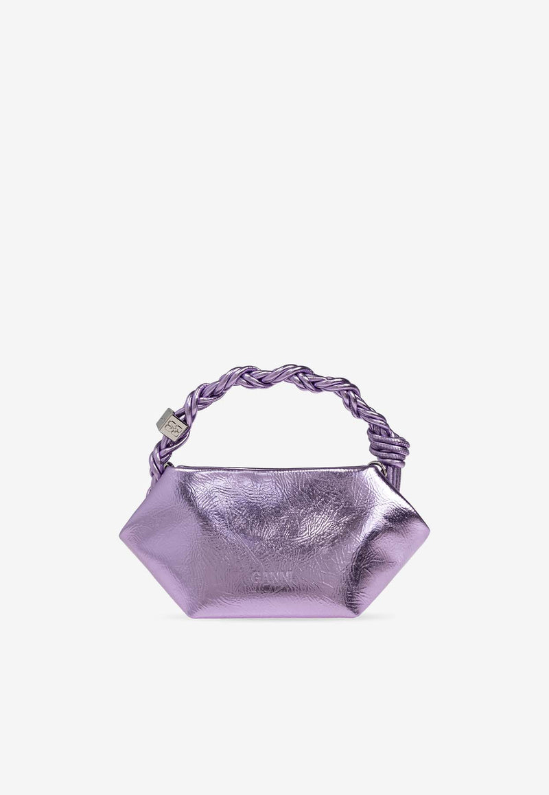 GANNI Mini Bou Metallic Top Handle Bag Purple A6338 5894-476