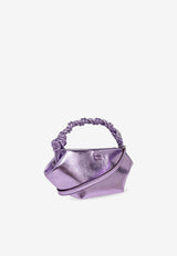 GANNI Mini Bou Metallic Top Handle Bag Purple A6338 5894-476