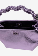 GANNI Mini Bou Metallic Top Handle Bag Purple A6338 5894-476