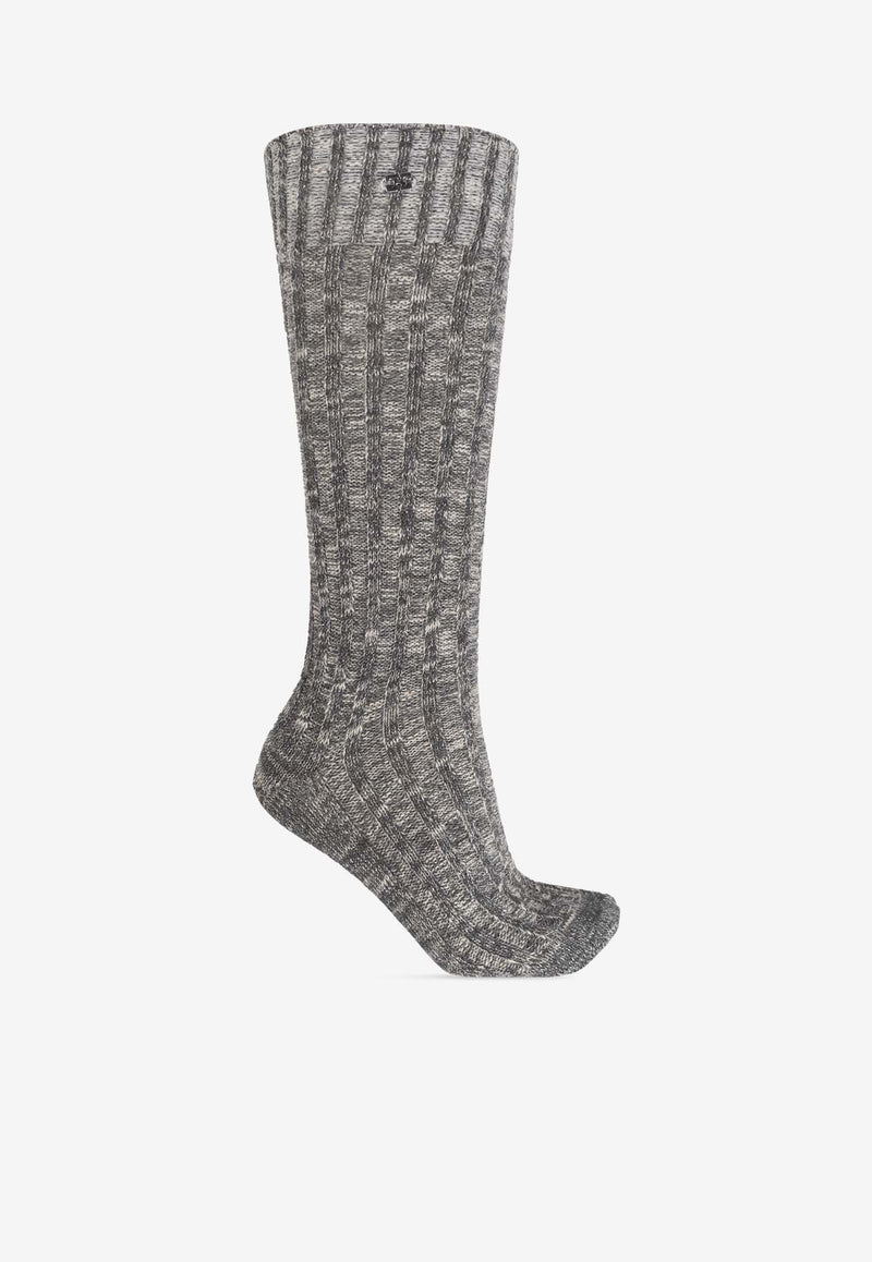 GANNI Chunky Calf-Length Socks Gray A6410 5896-262