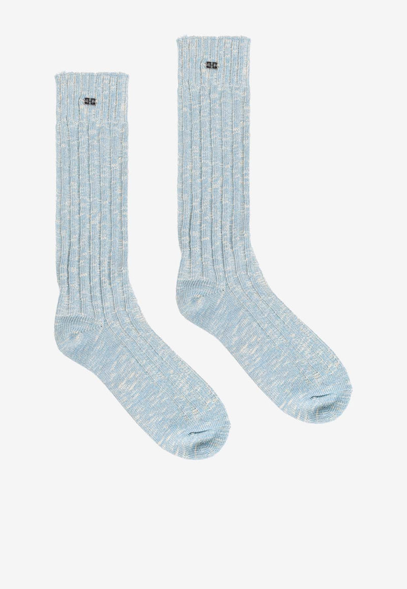 GANNI Chunky Calf-Length Socks Blue A6468 5896-297