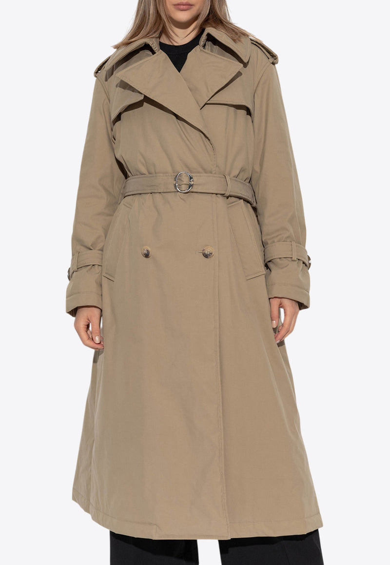 Alexander McQueen Double-Breasted  Belted Raincoat Beige 808007 QFAA0-2001