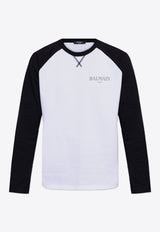 Balmain Long-Sleeved Logo T-shirt White DH0EK055 GE07-GAB