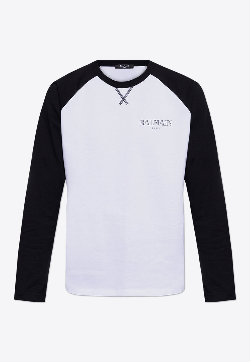 Balmain Long-Sleeved Logo T-shirt White DH0EK055 GE07-GAB