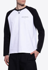 Balmain Long-Sleeved Logo T-shirt White DH0EK055 GE07-GAB