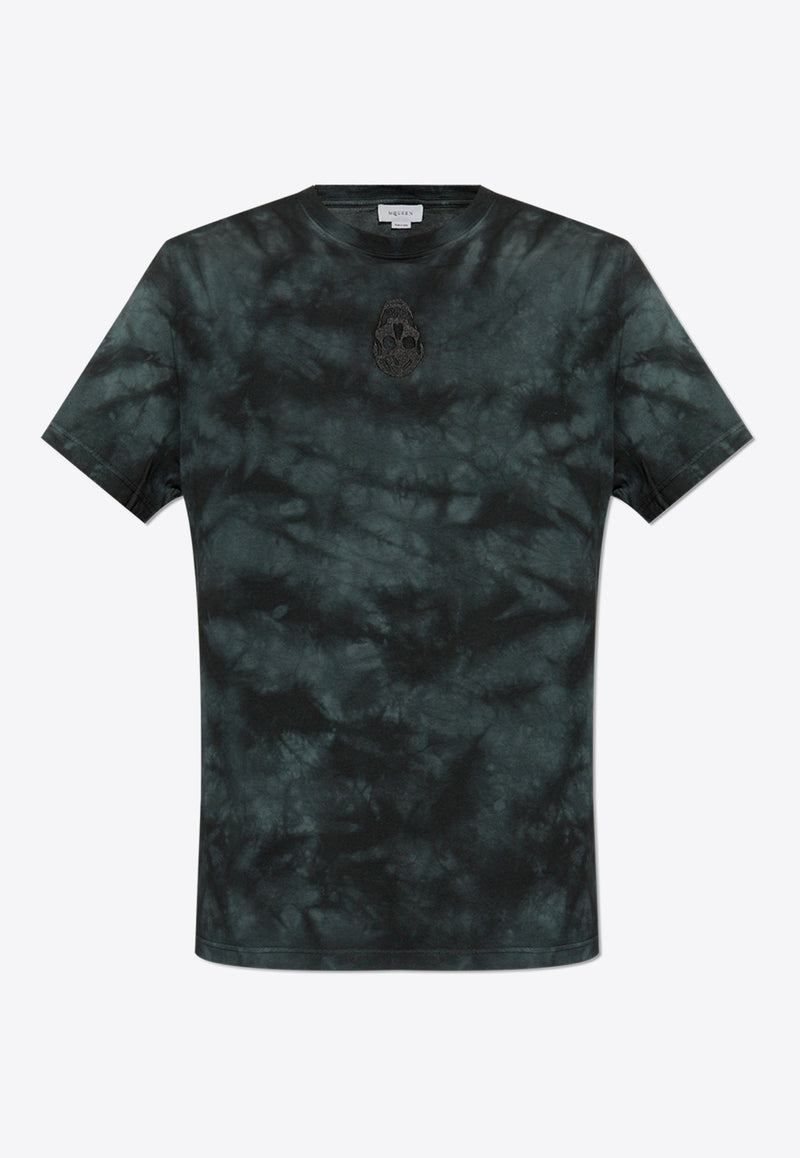 Alexander McQueen Skull Embroidered Tie-Dye T-shirt Black 808915 QXABL-1000