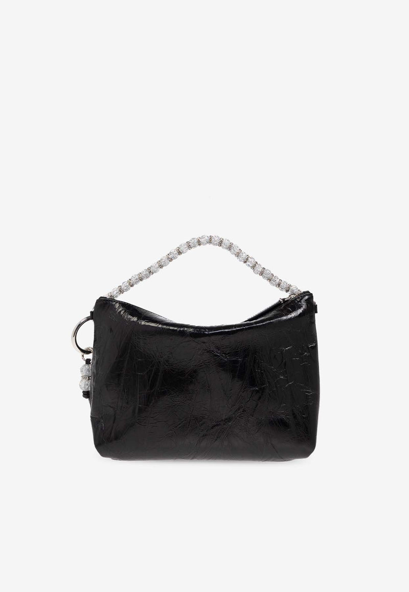 Jimmy Choo Callie Leather Pouch Bag Black CALLIE AXV-BLACK SILVER