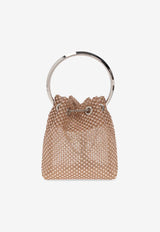 Jimmy Choo Bon Bon Crystal Mesh Bucket Bag Beige BON BON HEJ-MACARON CRYSTAL