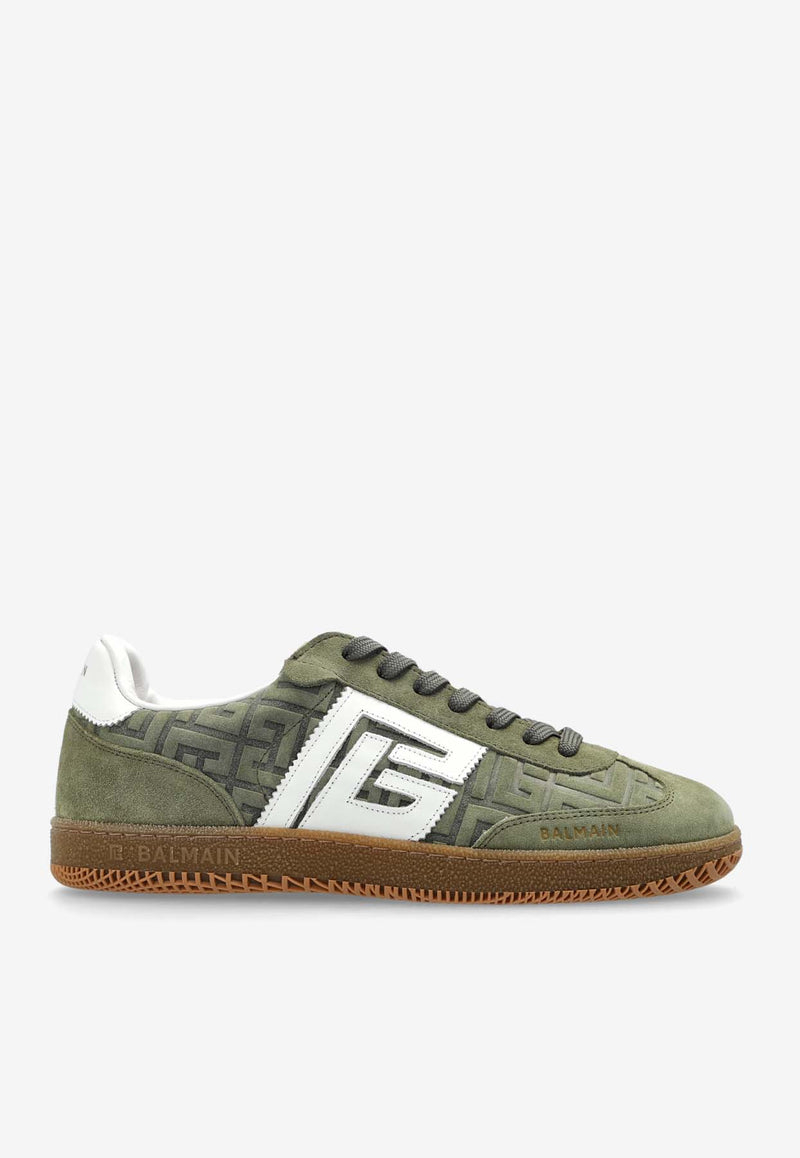 Balmain Swan Low-Top Suede Sneakers Green DN0VI735 LCCM-7UA