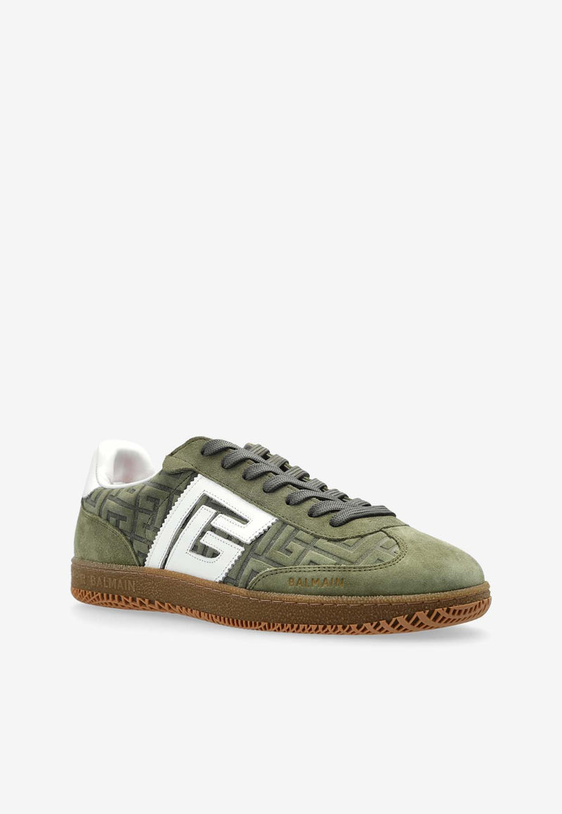 Balmain Swan Low-Top Suede Sneakers Green DN0VI735 LCCM-7UA