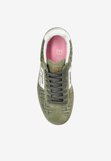 Balmain Swan Low-Top Suede Sneakers Green DN0VI735 LCCM-7UA