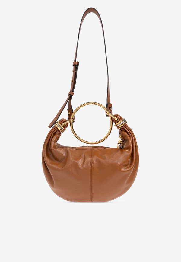 Chloé Small Bracelet Leather Hobo Bag Brown CHC24AS611 N72-26M