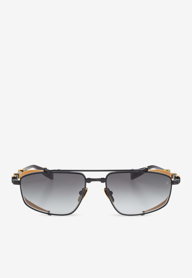 Balmain Brigade V Rectangular Sunglasses Gray BPS-142E-56 0-0