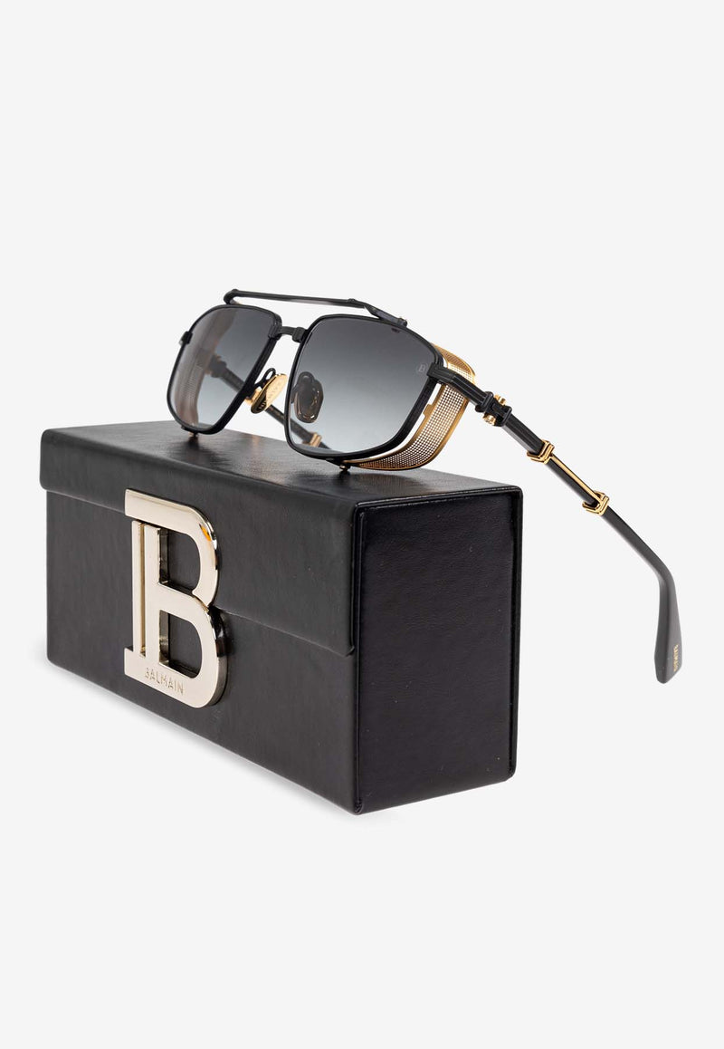 Balmain Brigade V Rectangular Sunglasses Gray BPS-142E-56 0-0