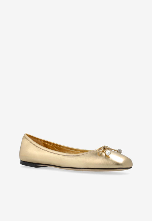 Jimmy Choo Elme Metallic Nappa Leather Ballet Flats Gold ELME FLAT MNA-GOLD