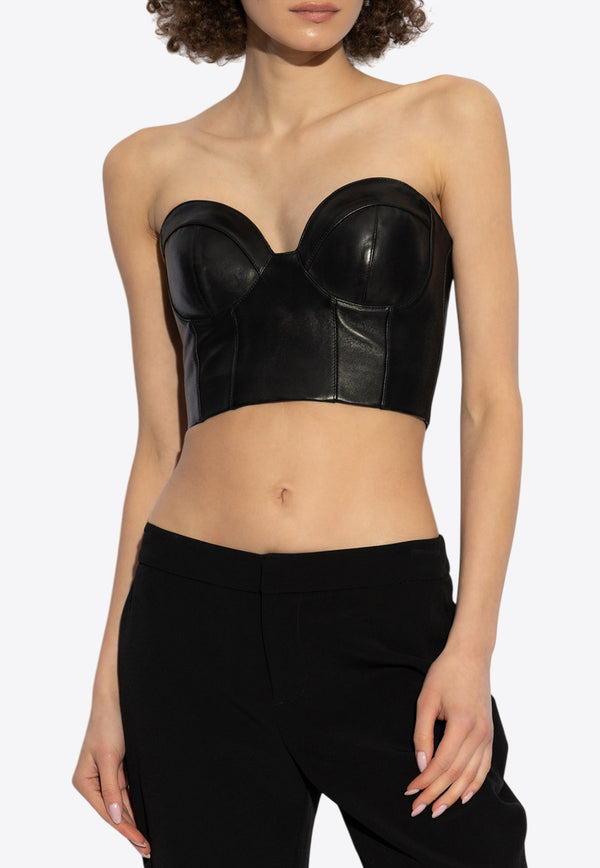 Balmain Leather Corset Top Black DF0ACA21 LC62-0PA