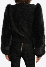 Balmain Floral Faux Fur Jacket Black DF0KL200 MF81-EAP