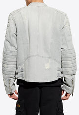 Balmain Distressed-Effect Denim Jacket Gray DH0TD490 DF12-9FK