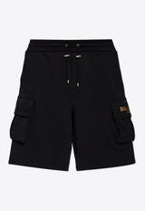 Balmain Embroidered Logo Cargo Shorts Black DH0OA132 BC81-EAH