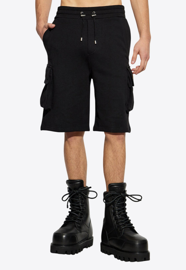 Balmain Embroidered Logo Cargo Shorts Black DH0OA132 BC81-EAH