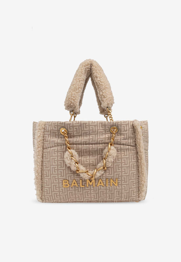 Balmain 1945 Labyrinth Jacquard Shoulder Bag Beige DN2FF827 TNJS-WIV