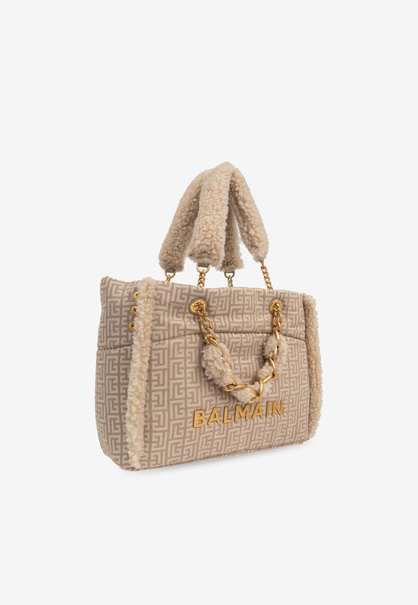 Balmain 1945 Labyrinth Jacquard Shoulder Bag Beige DN2FF827 TNJS-WIV