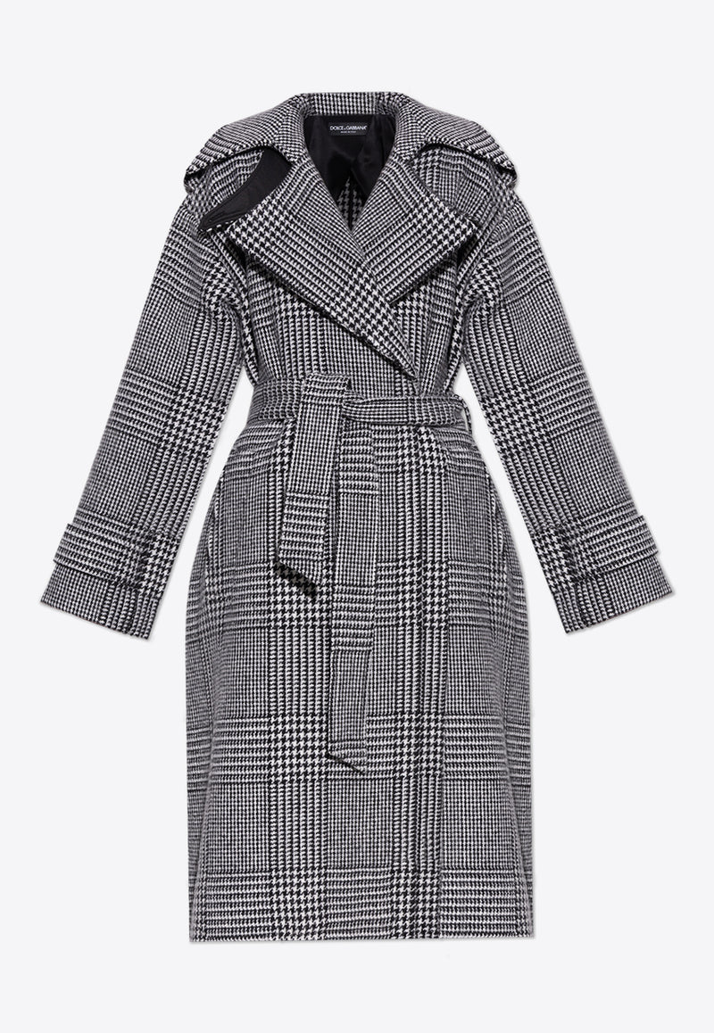 Dolce 
Gabbana Single-Breasted Houndstooth Check Coat Gray F0E2DT FQMKH-S8100