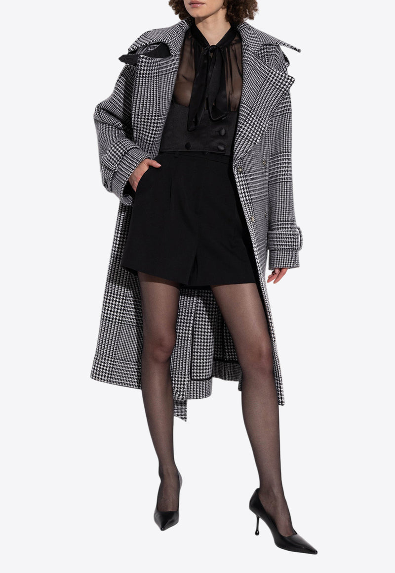 Dolce 
Gabbana Single-Breasted Houndstooth Check Coat Gray F0E2DT FQMKH-S8100