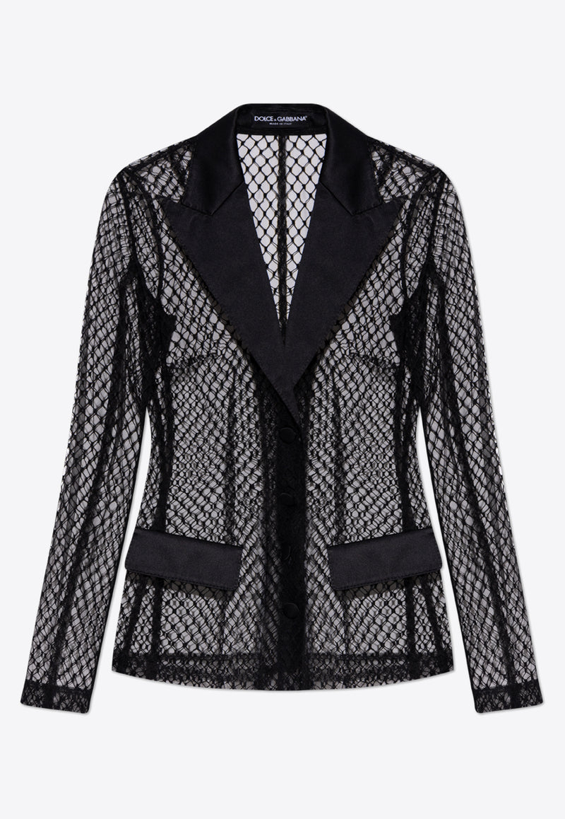 Dolce 
Gabbana Single-Breasted Mesh Blazer Black F27BUT HLM83-N0000