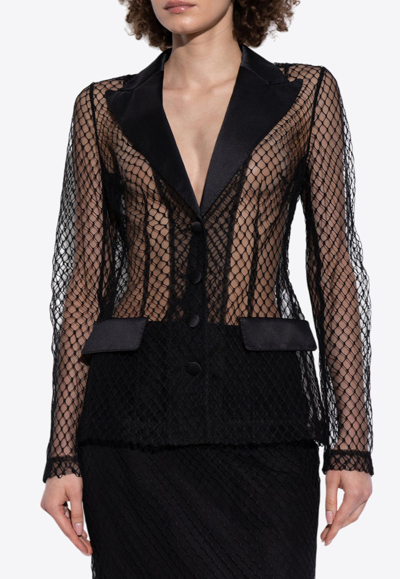 Dolce 
Gabbana Single-Breasted Mesh Blazer Black F27BUT HLM83-N0000