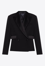 Dolce 
Gabbana Double-Breasted Short Tuxedo Blazer Black F2981T FU21E-N0000